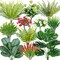 20 Pcs Artificial Plants Outdoor Fake UV Resistant Artificial Flowers Greenery Stems Boston Fern Faux Shrubs Plastic Plants for Garden Porch Planter Window Box Home Decor